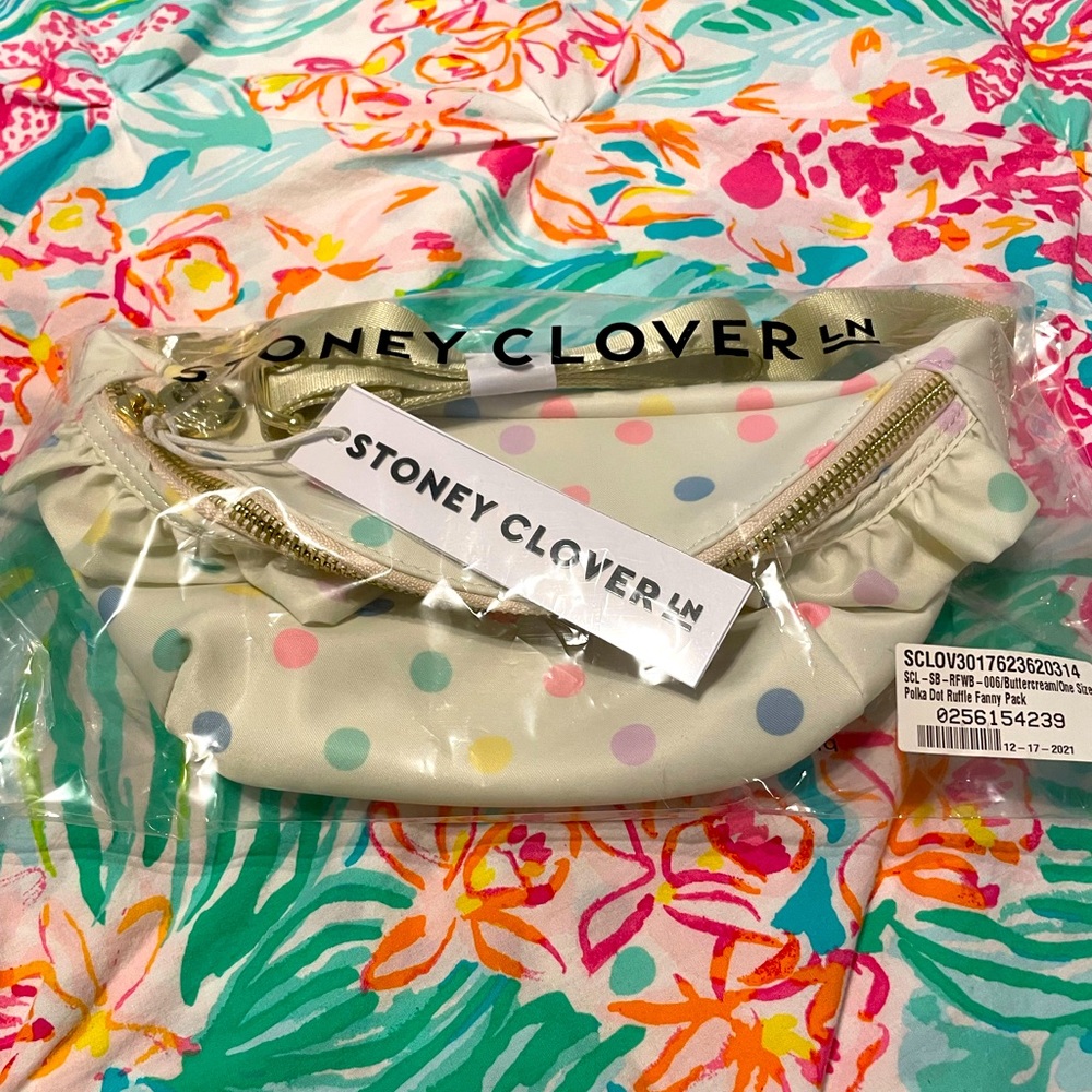 Stoney Clover Lane Cream Ruffle Fanny Pack